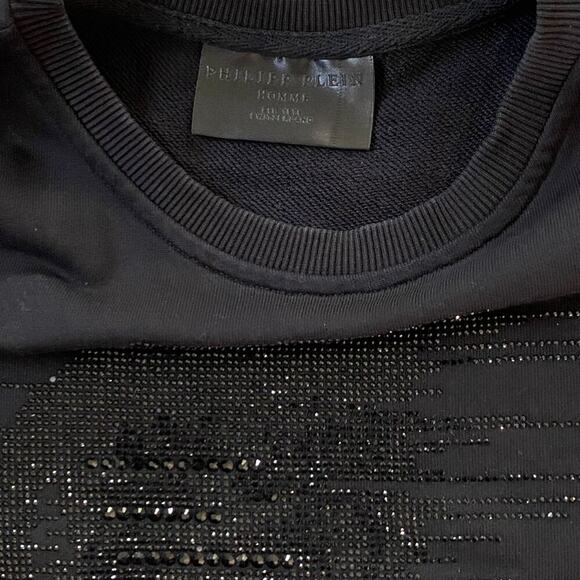 Philipp Plein Crystal Rhinestone Half Skull Sweatshirt *Black* Sz XL - Picture 9 of 15